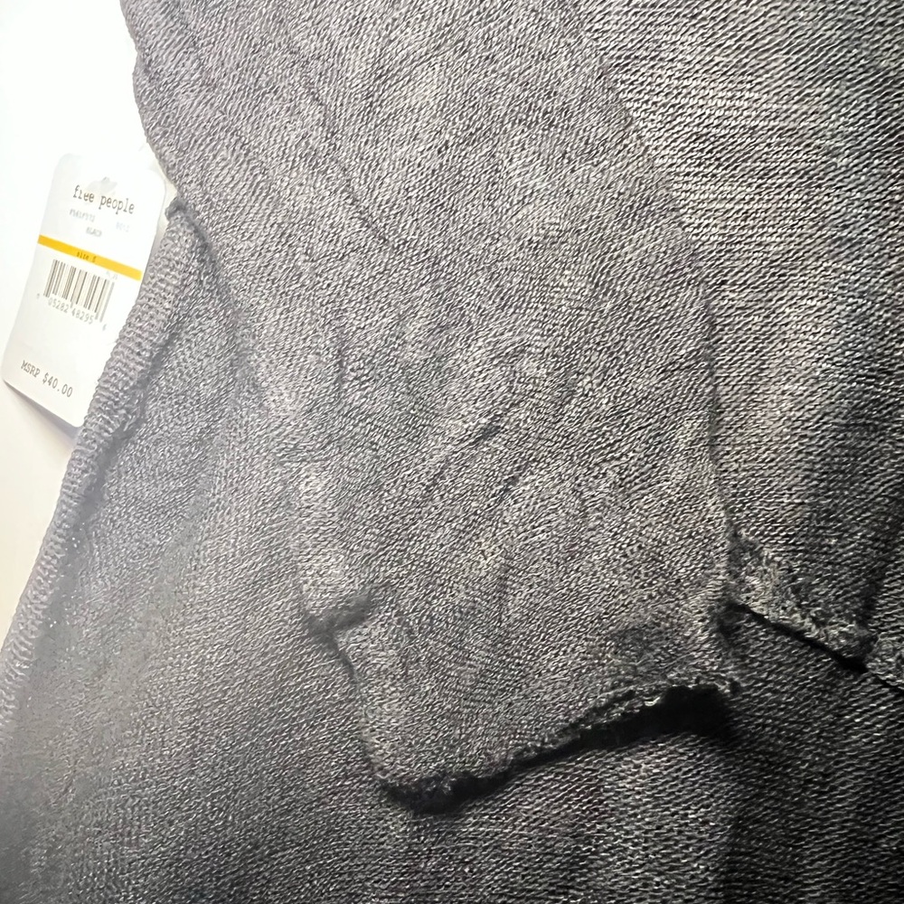 FREE PEOPLE INTIMATELY BLACK GRAY 3/4 SLEEVE WEEKEND LAYERING TOP Sz Small NWT - Picture 6 of 12